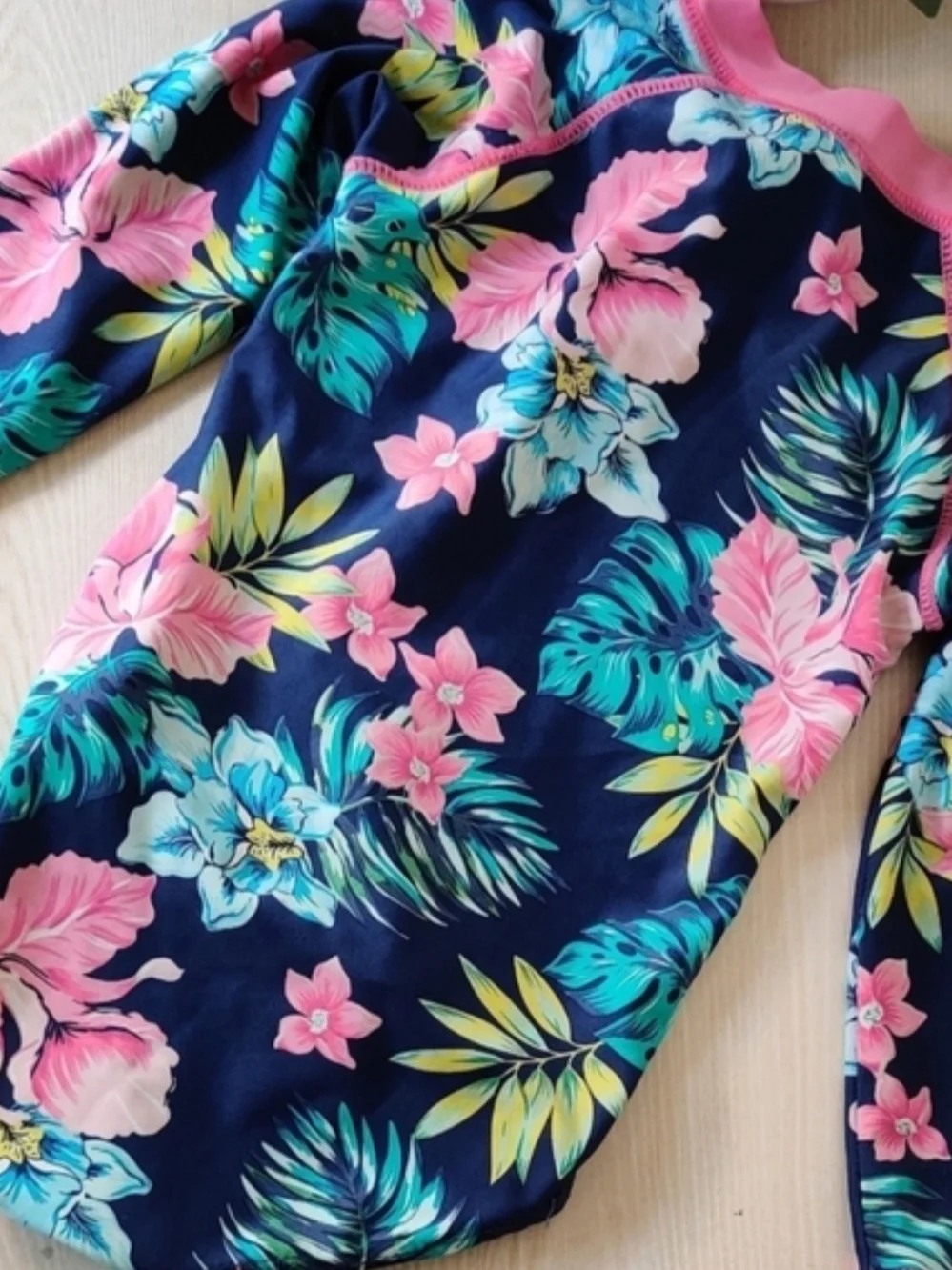 Little Girl One Piece Long Sleeve Bikini Bottom Floral Rash Guard Size 3💰